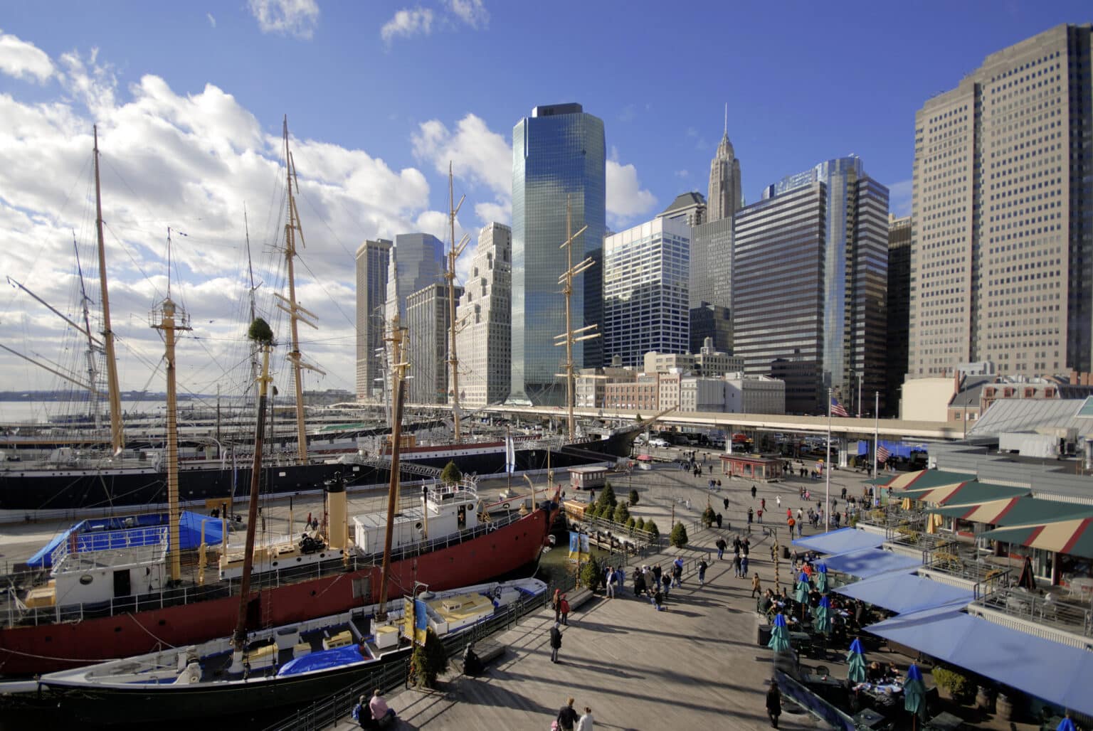 Manhattan skyline from the South Street Seaport.