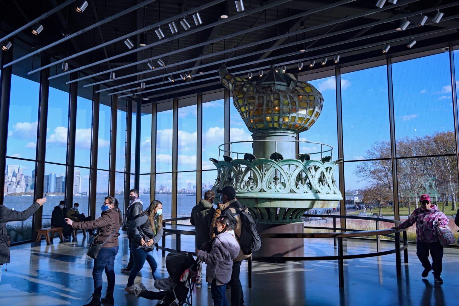 New York City, USA - November 16, 2021:  Museum on Liberty Island displaying the original torch from the Statue of Liberty