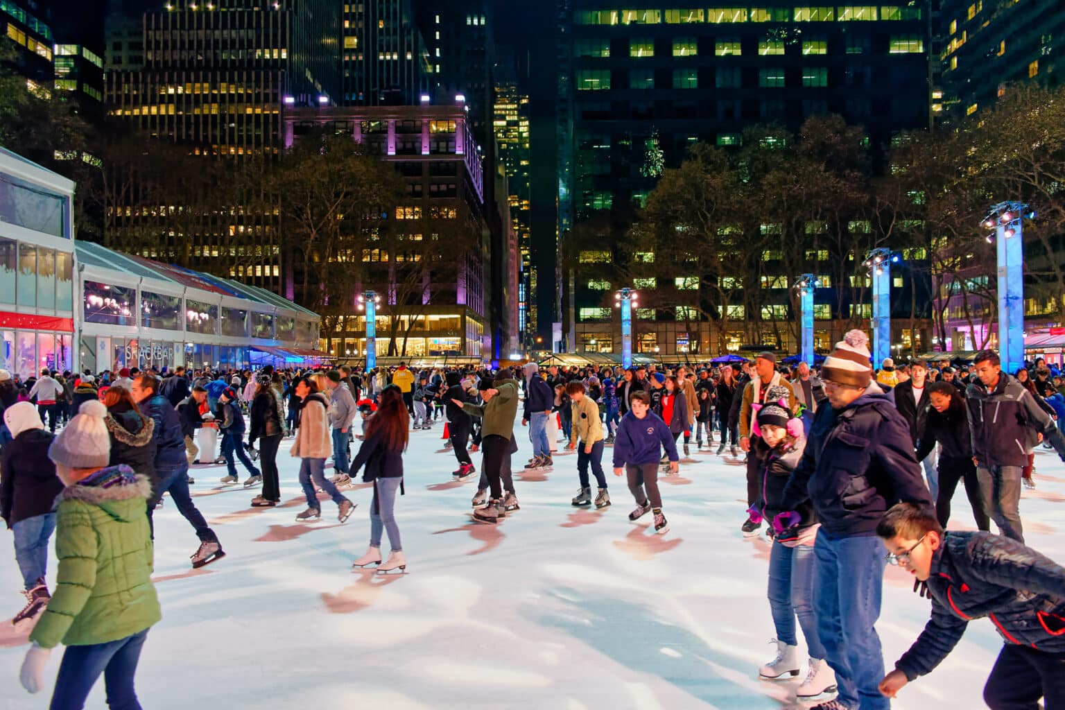 Ice skating rink at Bryant Park in Manhattan