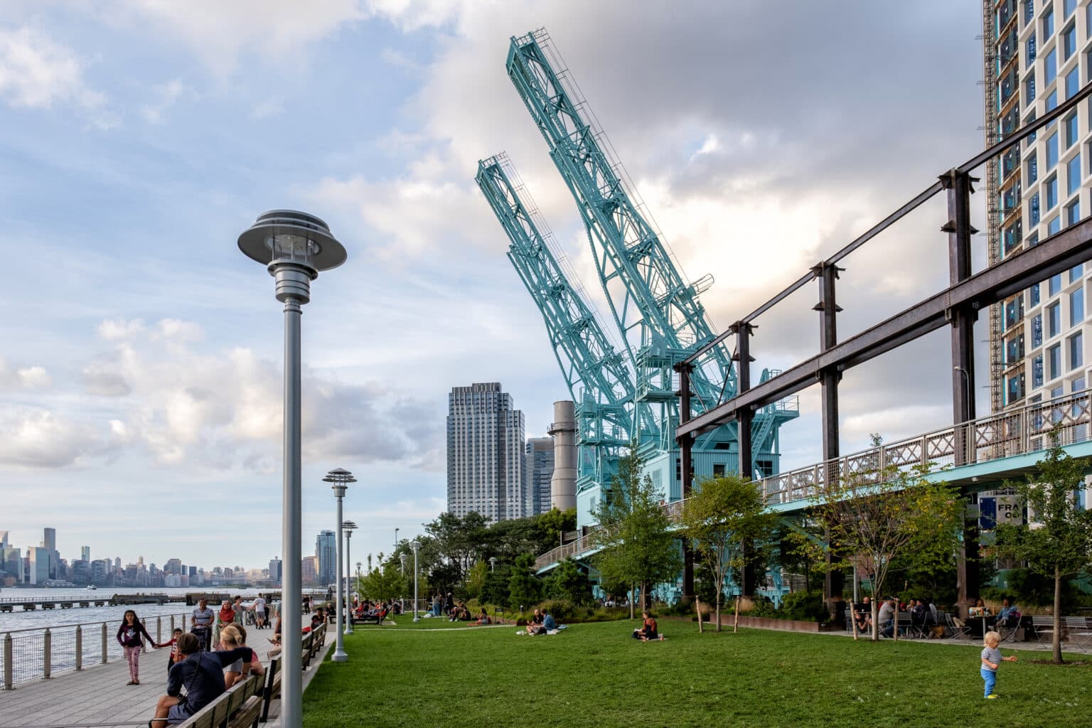 Brooklyn NY - USA - Aug 26 2019: Domino Park in Williamsburg Brooklyn, Old sugar factory