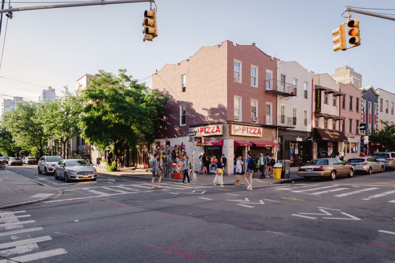 Williamsburg, Brooklyn, United States - June 23 , 2019: People are walking along Bedford Avenue in Williamsburg, Brooklyn on a beautiful weekend afternoon.