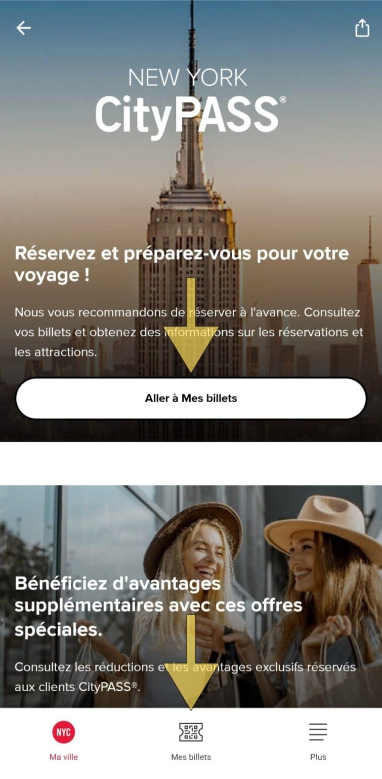 Cliquez sur "Mes billets"
