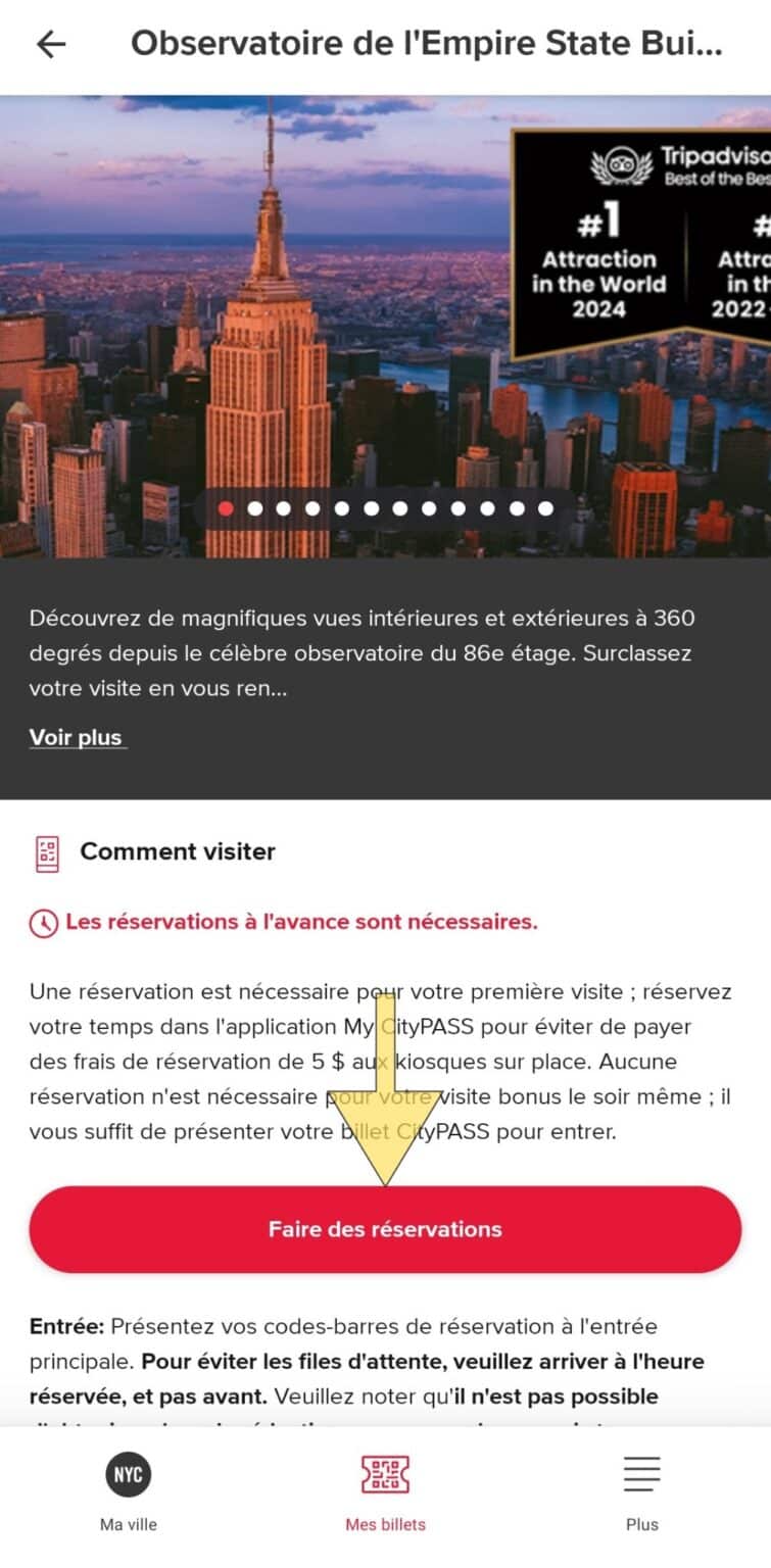 Cliquez sur faire des réservations