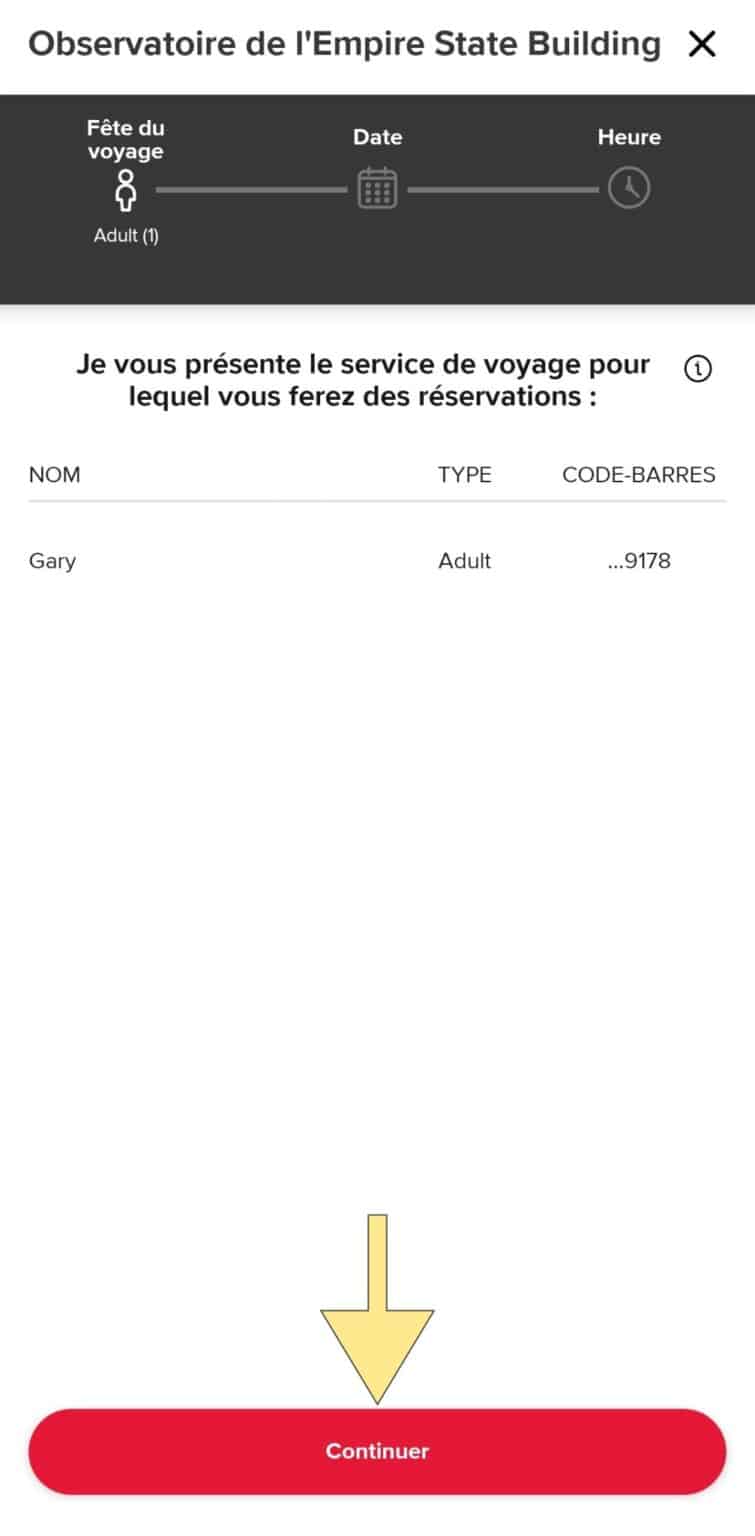 Cliquez sur continuer