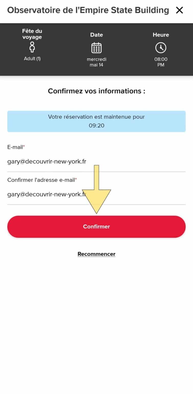 Cliquez sur confirmer