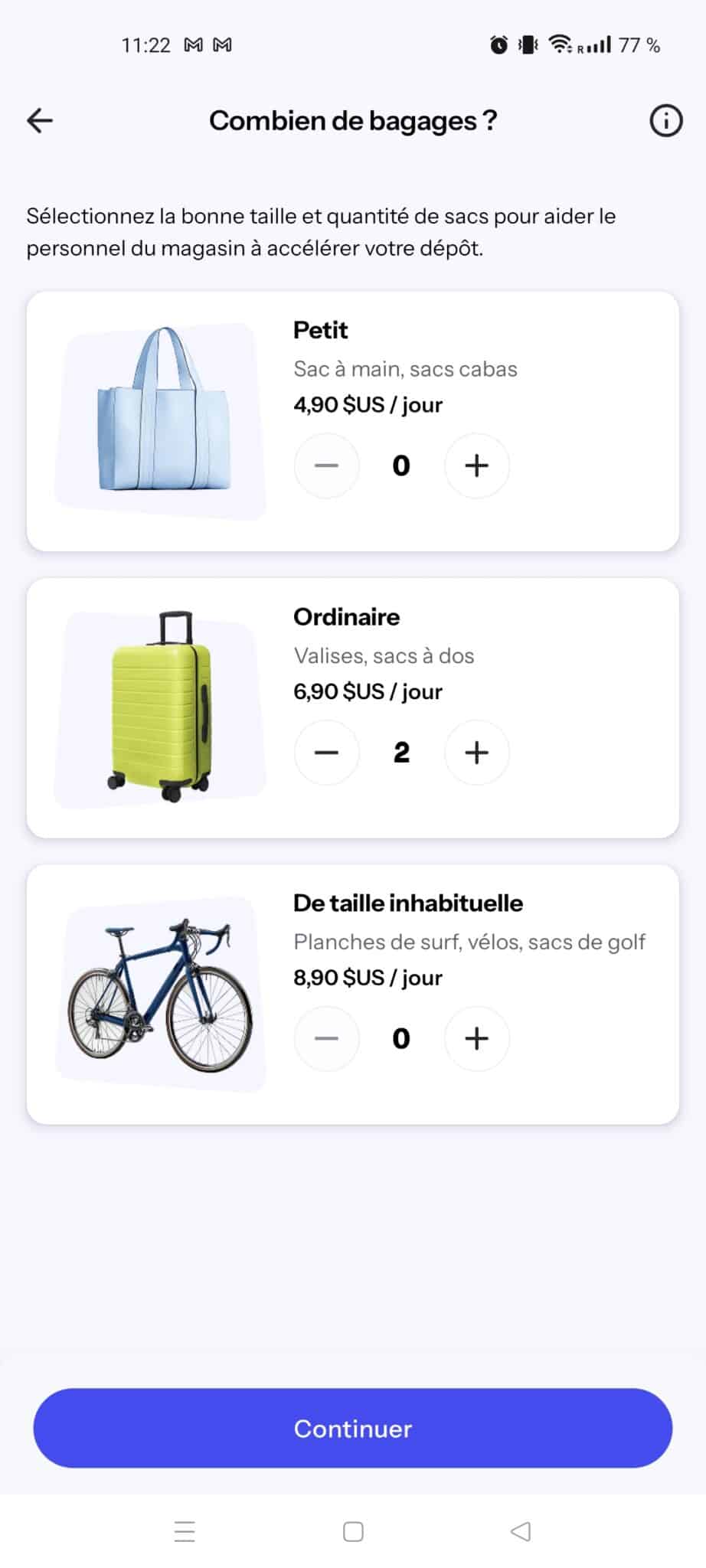 Nombre de bagages